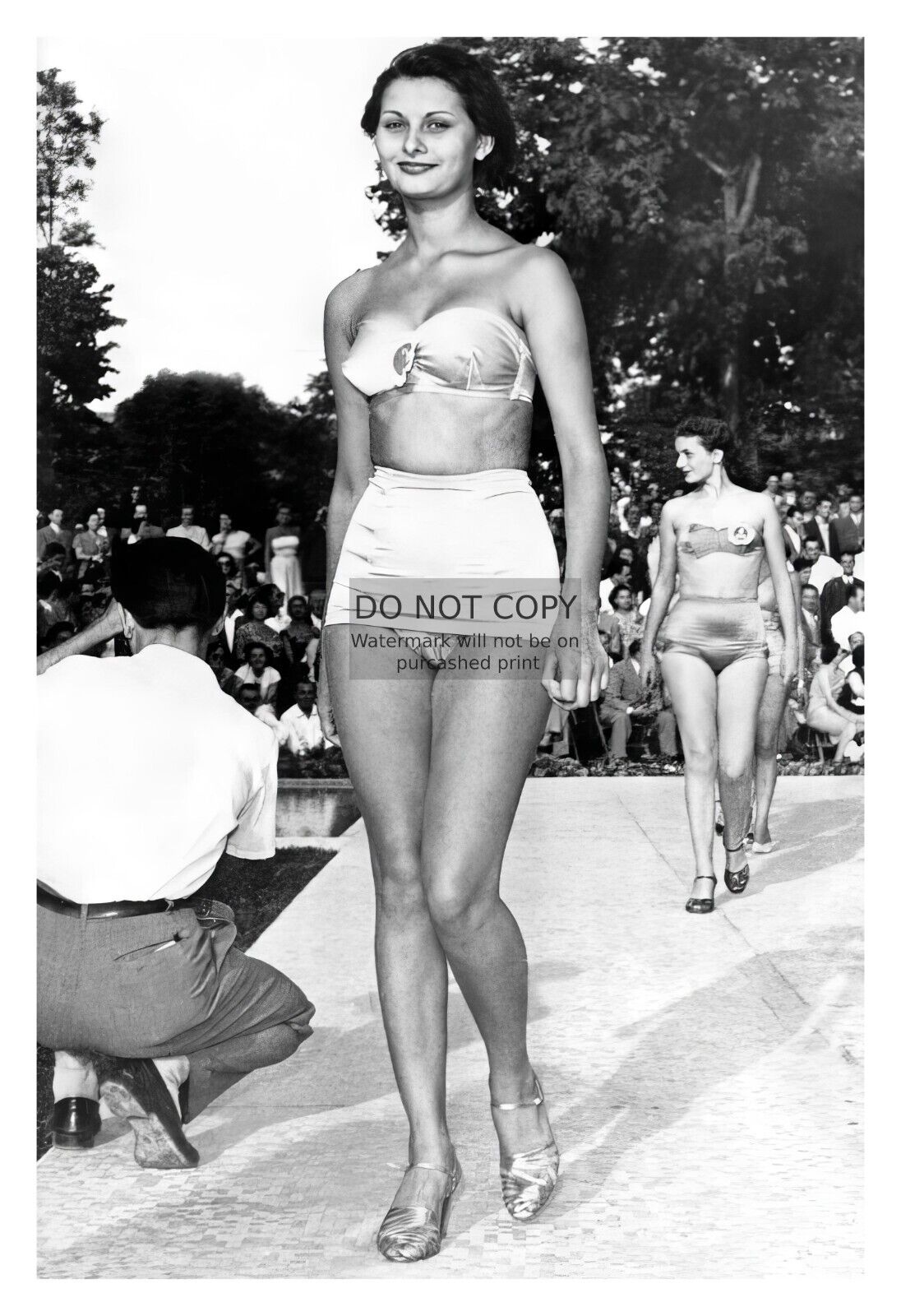 YOUNG SOPHIA LOREN AT BEAUTY CONTEST IN NAPLES FRANCE 1949 4X6 B&W PHOTO