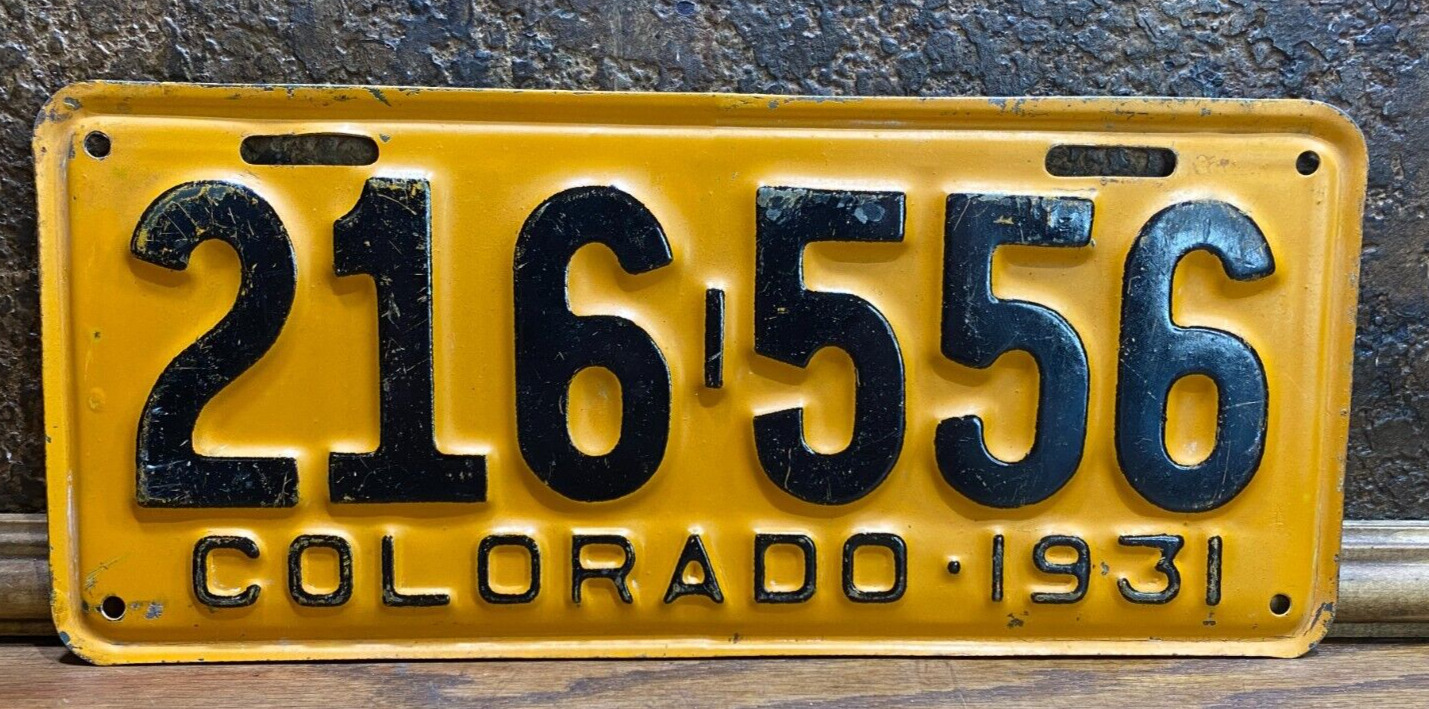 Vintage  1931 COLORAO Auto License Plate  ~ Antique CO Car Tag 216 * 556