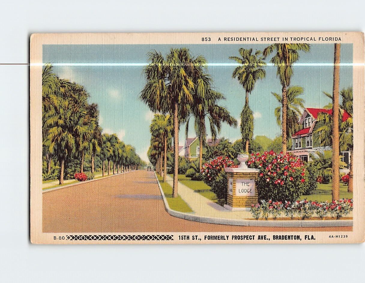 Postcard Residential Street 15th Street Bradenton Florida USA