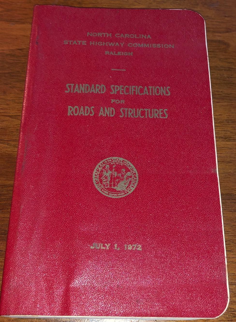 1972 North Carolina Highway Commission Standard Specifications Roads Structures