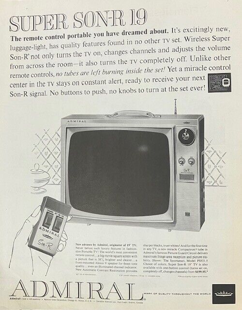 1961 Original Vintage Admiral TV Television w/ Remote Technology Advertisement