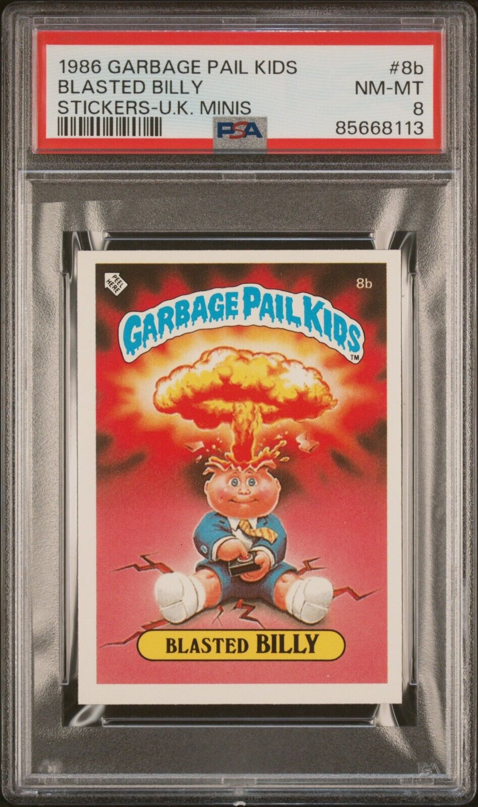 1986 Garbage Pail Kids OS1 Series 1 UK Mini BLASTED BILLY 8b Card PSA 8 NM-MT