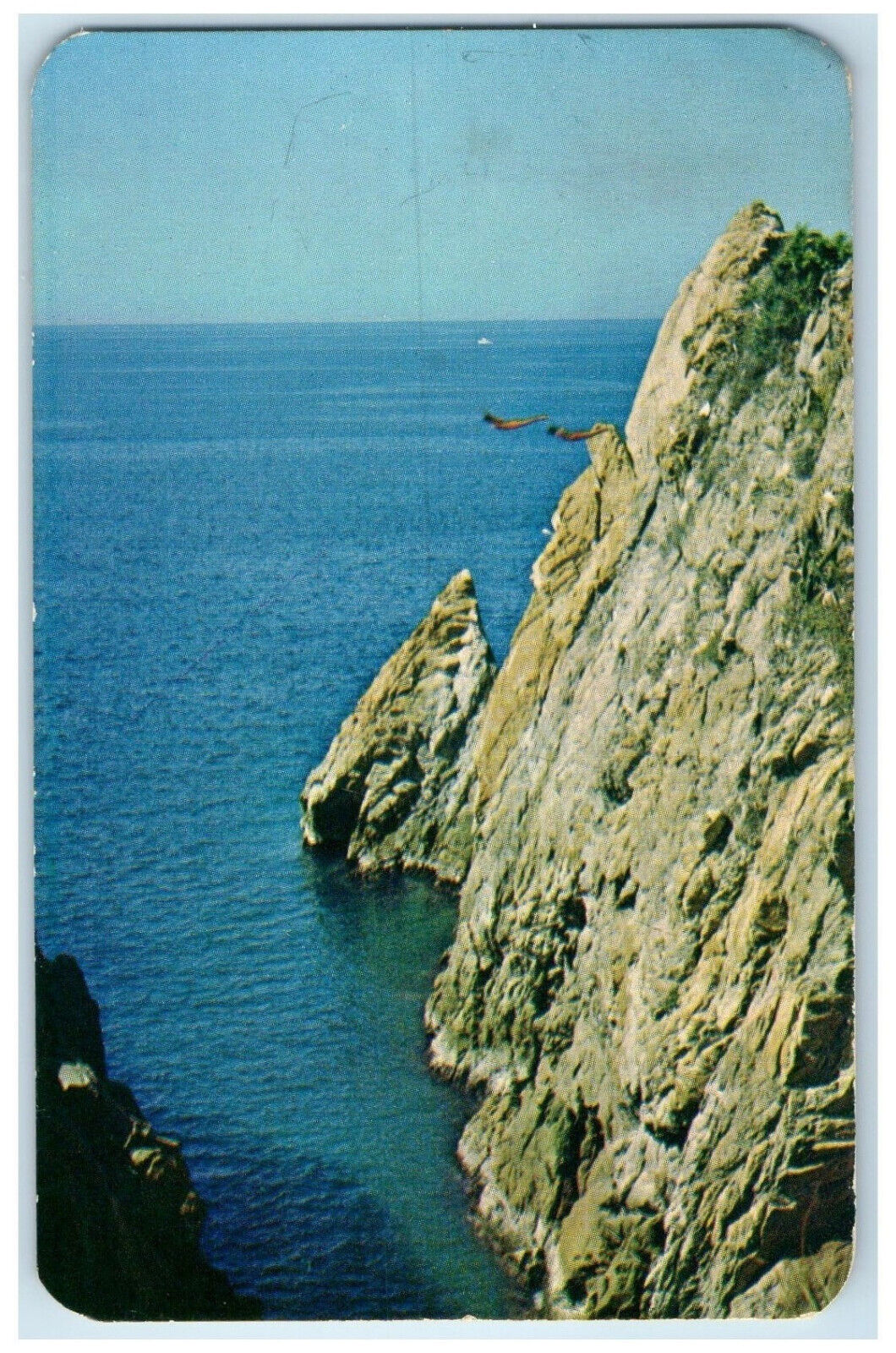 c1950's Two Divers at La Quebrada Acapulco Mexico Posted Vintage Postcard