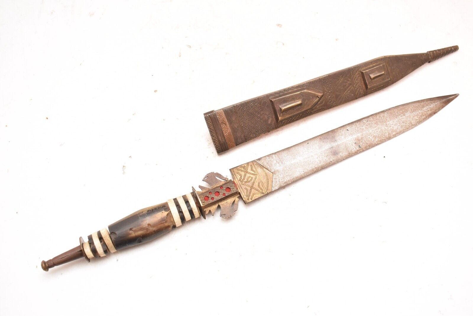 ANTIQUE VERY NICE AFRICAN TUAREG TRIBE DAGGER Knife ORNATE Detail Weapon 13.75