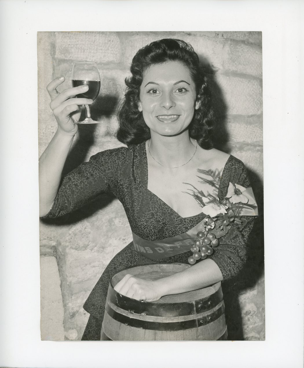 Anne-Marie Marsal, Mademoiselle Vins de France, 1956 Vintage Silver Print Ti