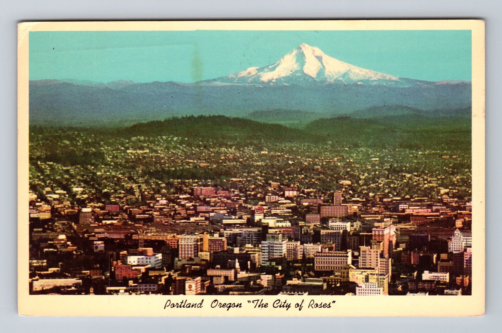 Portland OR-Oregon, Aerial Of Town Area, Antique, Vintage c1966 Postcard