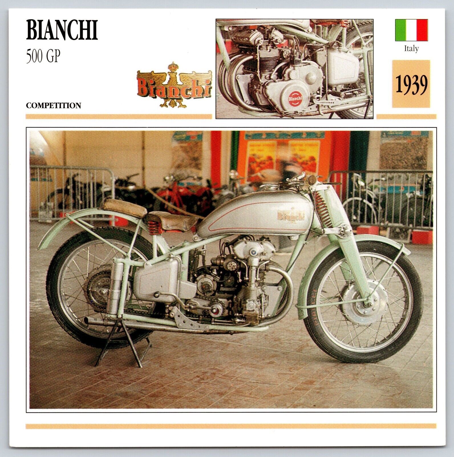 Bianchi 500 GP 1939  Italy Edito Service Atlas Motorcycle Card