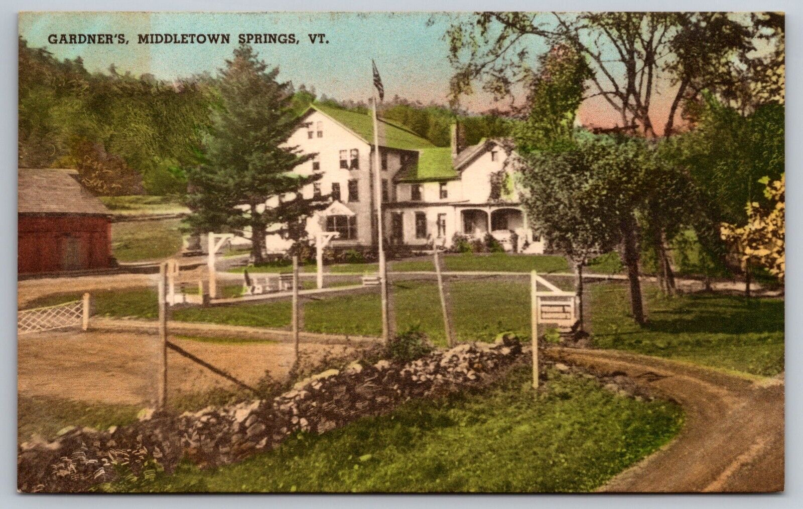 Gardener's. Middletown Springs Vermont Hand Colored Postcard