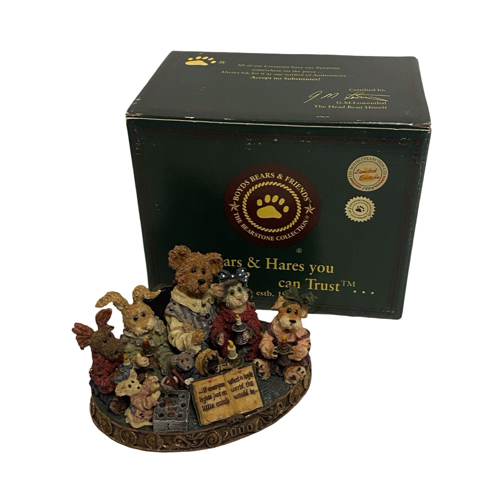Boyds Bears Bearstone Light a Candle For a Brighter World Style #22785 W/box