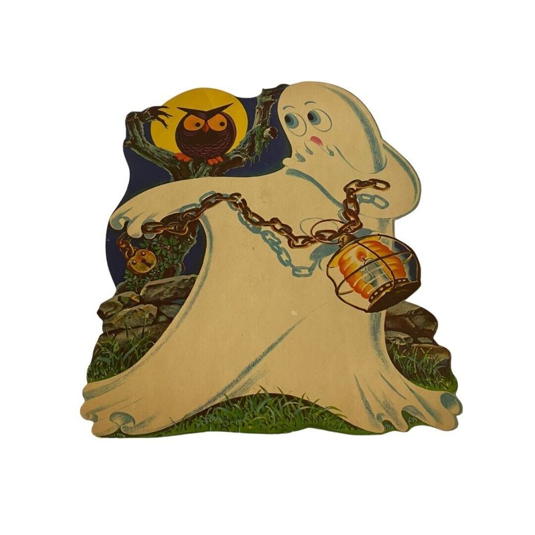 Ghost Owl Chains Cut Out Vintage Halloween  Decoration Cardboard Measures 16.25