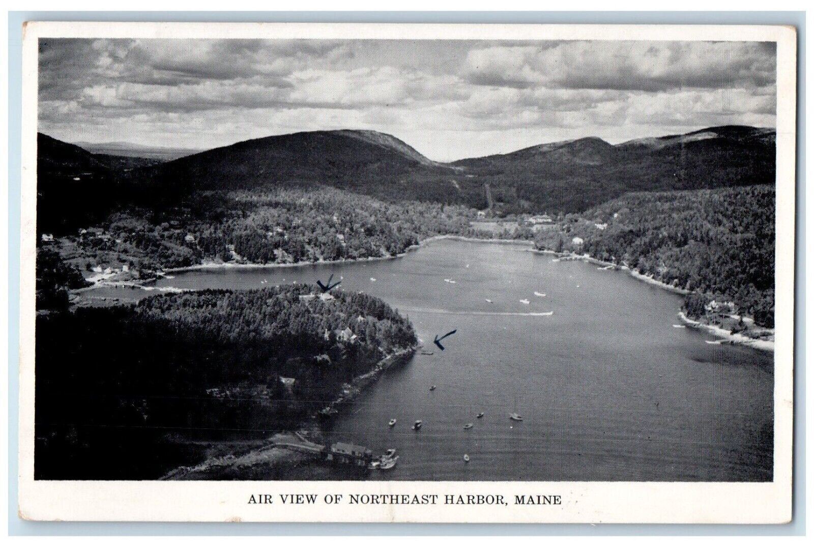1955 Air View Of Northeast Harbor Maine ME, Harborside And Asticou Postcard