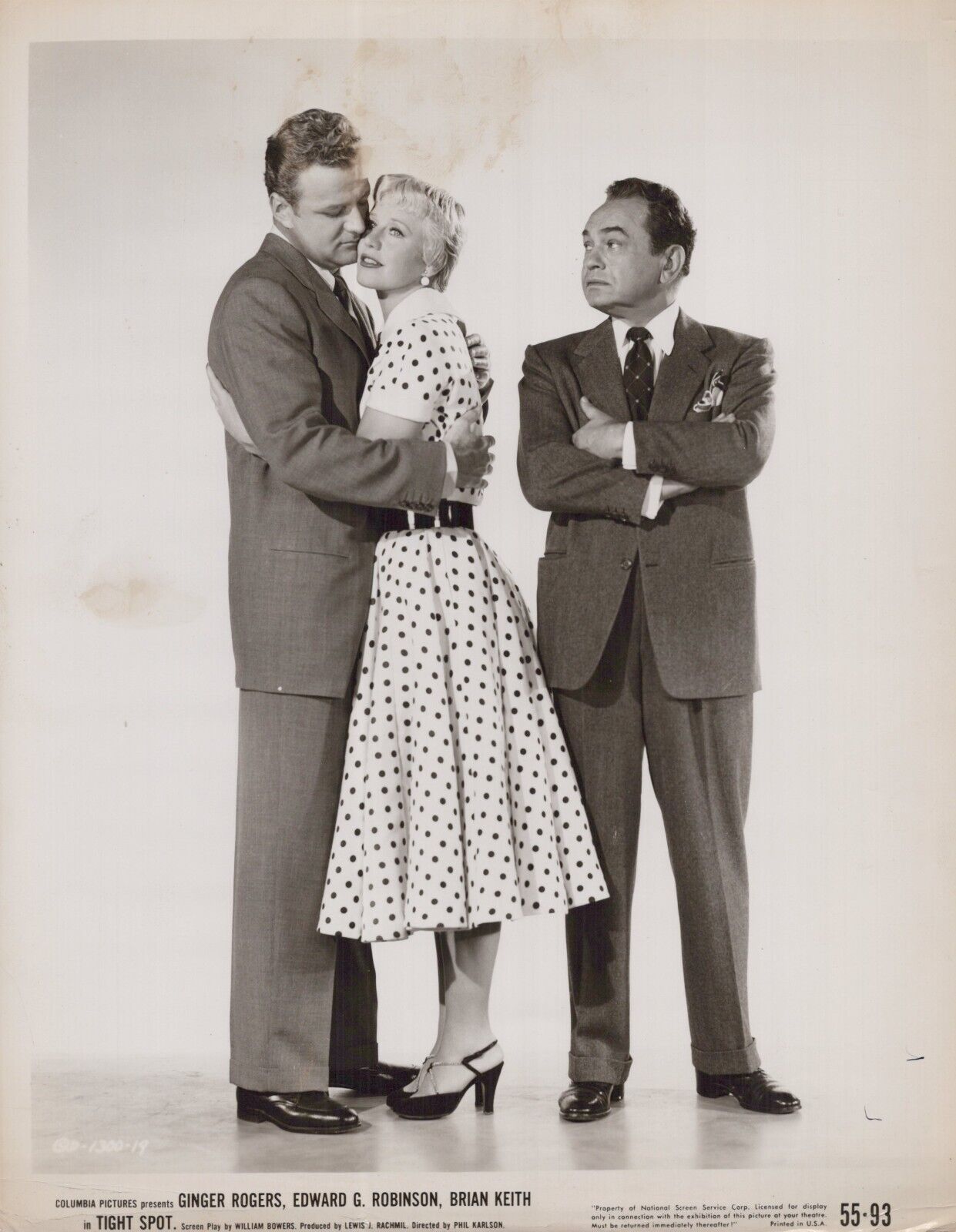 Ginger Rogers + Edward G. Robinson + Brian Keith in Tight Spot 1955 Photo K 171