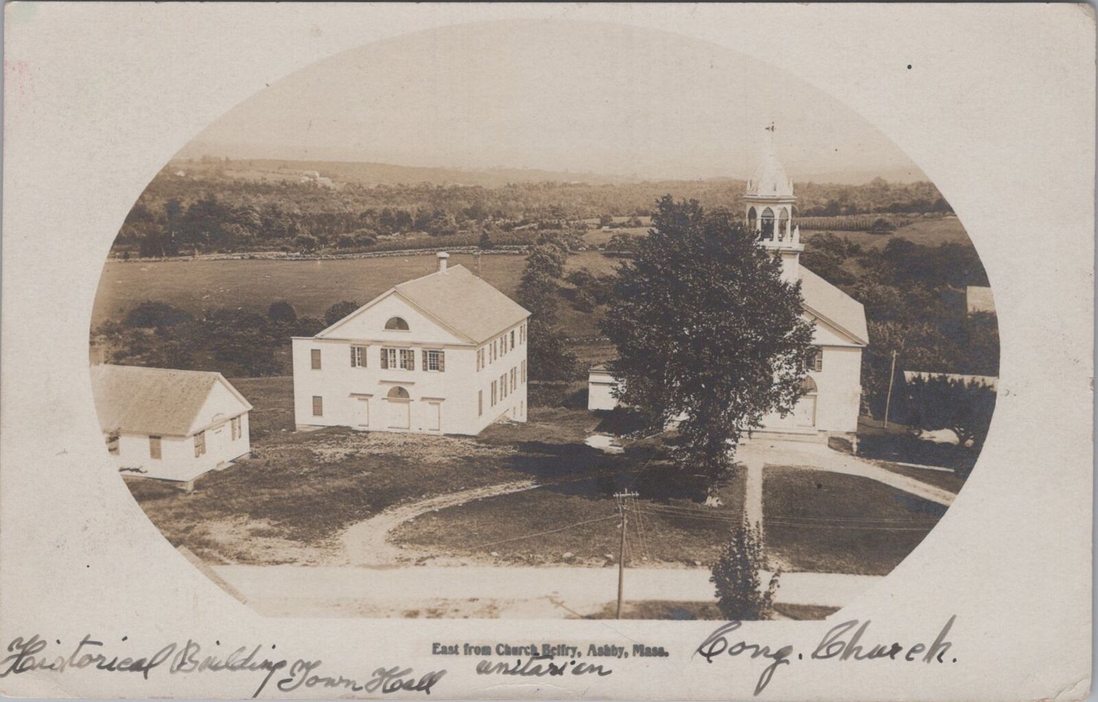 East from Church Belfry, Ashby, Massachusetts c1910s Eddy Make RPPC Postcard