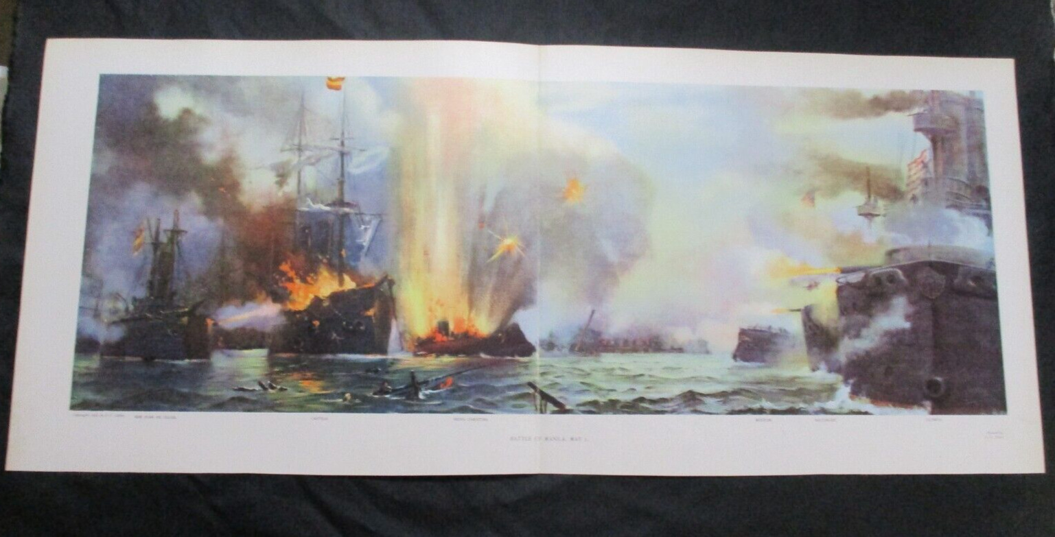 1898 Spanish American War Print - Battle of Manila, Philippines - FRAME FOR GIFT