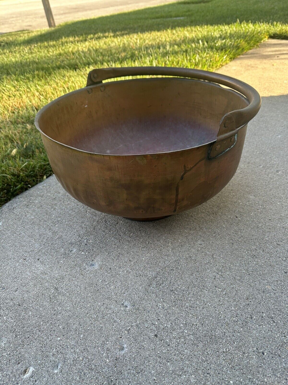 18”  Copper Cauldron Bucket Pot Kettle Vintage Planter