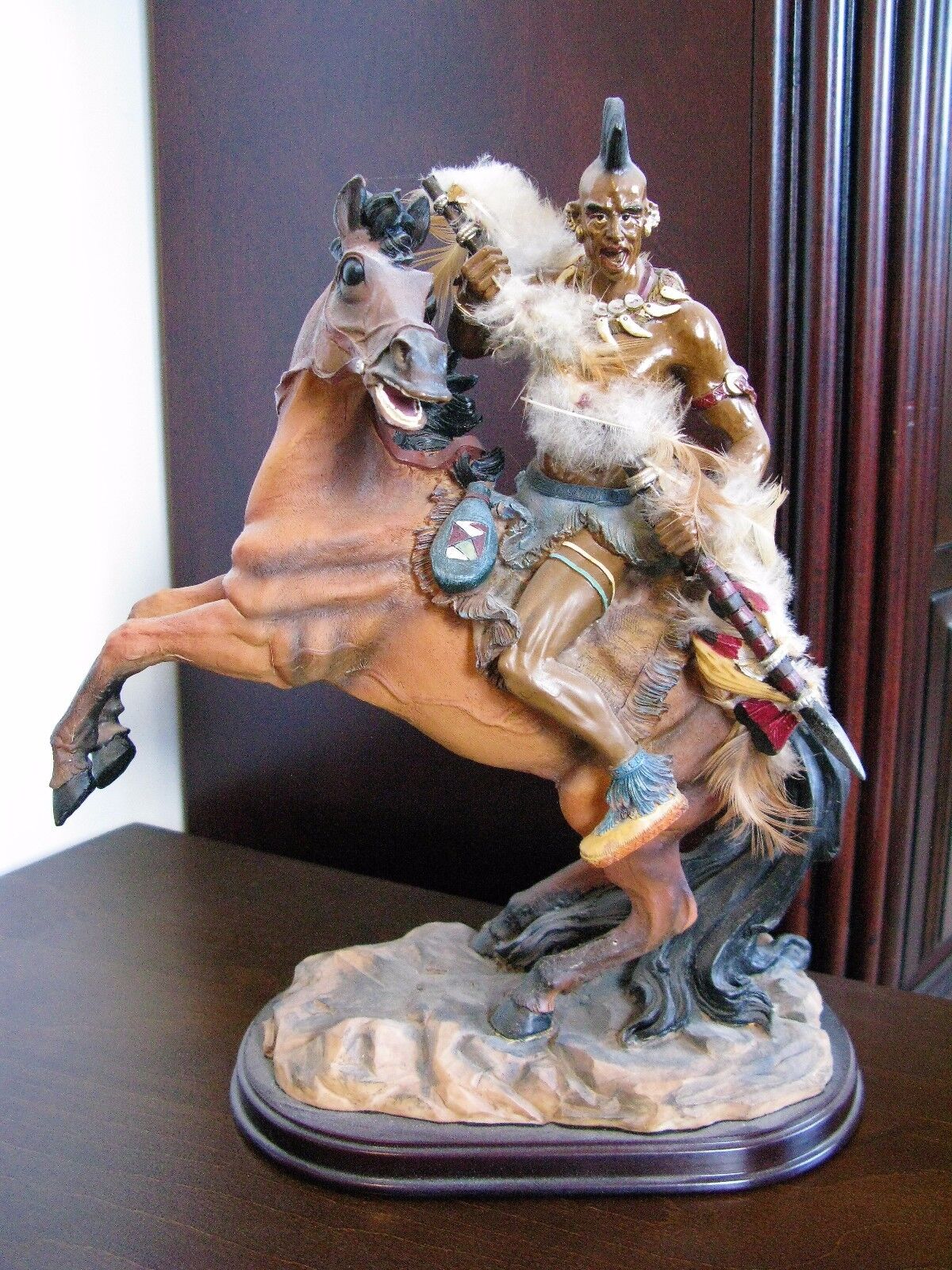 Collectible Limited Edition Indigenous Native Warrior Horseman Statue by AGORA
