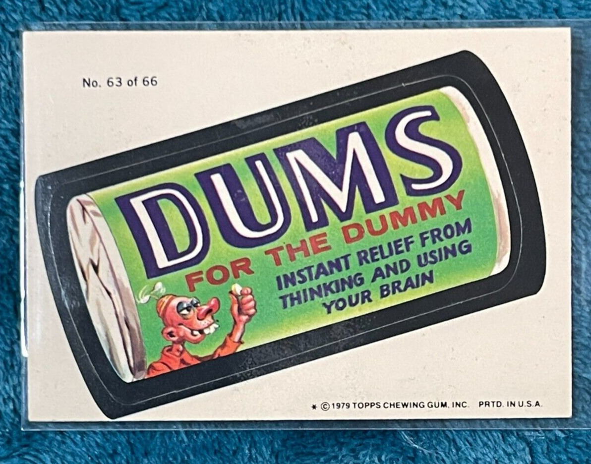 Topps Wacky Packages Pack 1979 DUMS for the DUMMY ~  VTG ORIGINAL #63/66