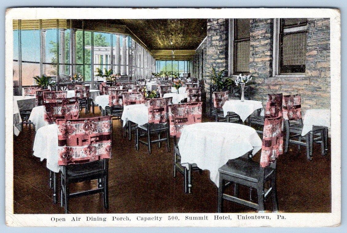 1910's SUMMIT HOTEL*UNIONTOWN PA*OPEN AIR DINING PORCH*RESTAURANT INTERIOR