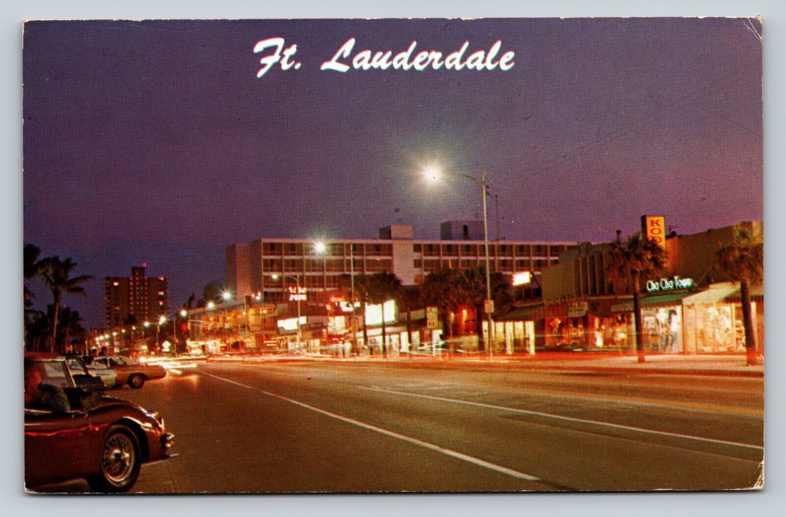 c1972 Los Olas & Atlantic Blvd Fort Lauderdale, FL Cool Message VTG Postcard 8c