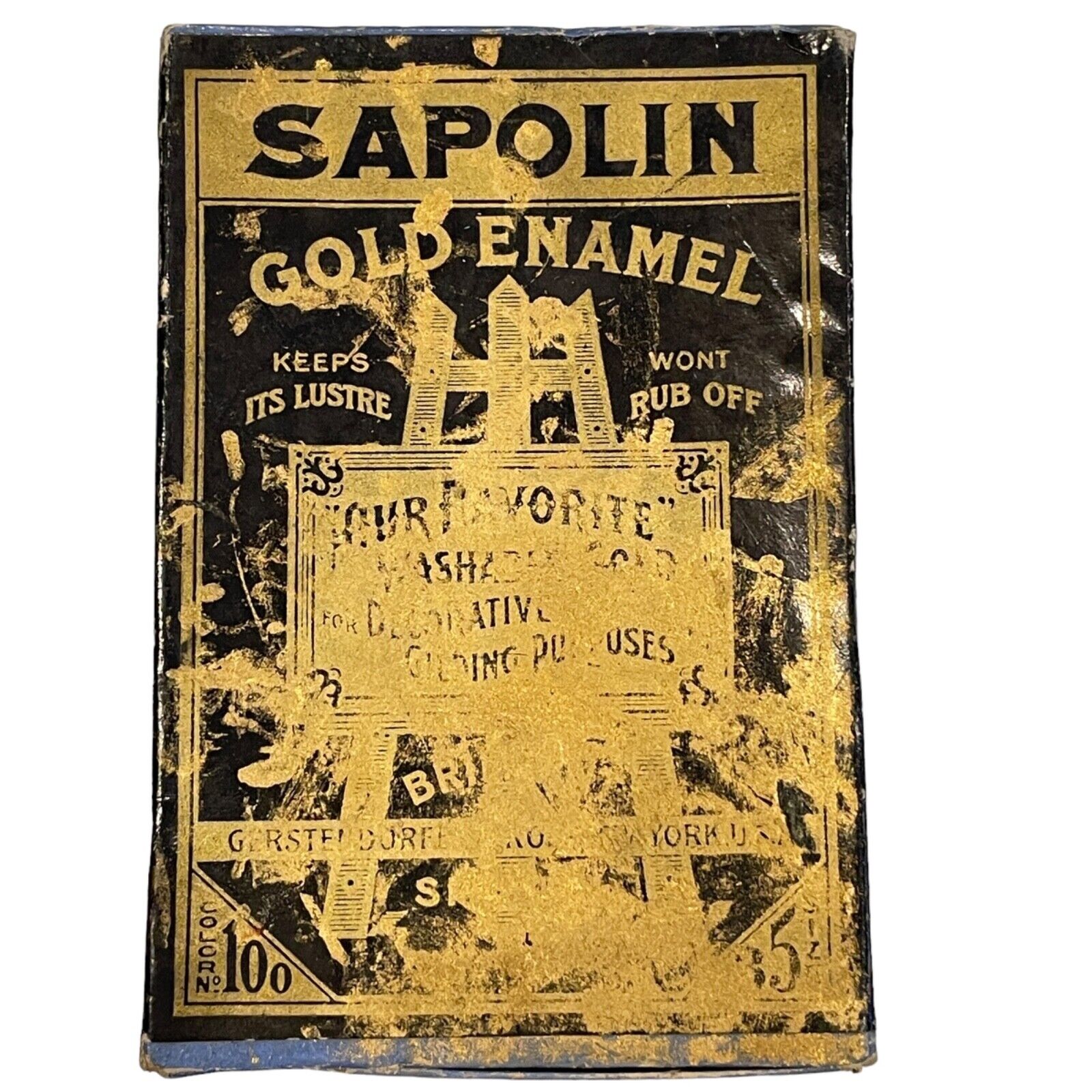 Antique Sapolin Gold Enamel Kit in Box Gerstendorfer Brothers NYC 1922 Collector