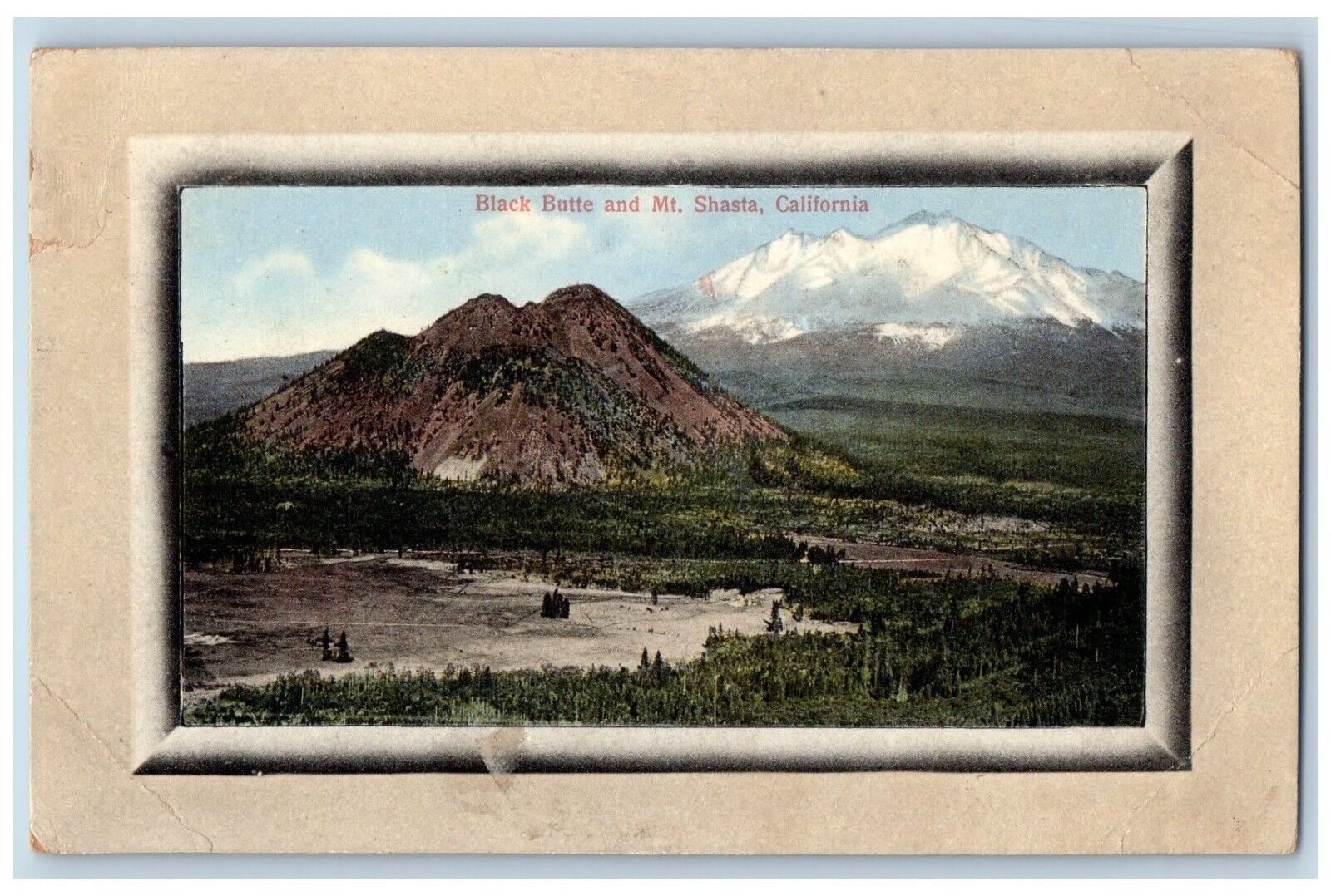California Postcard Black Butte Mt Shasta Scene Arial View 1910 Vintage Antique