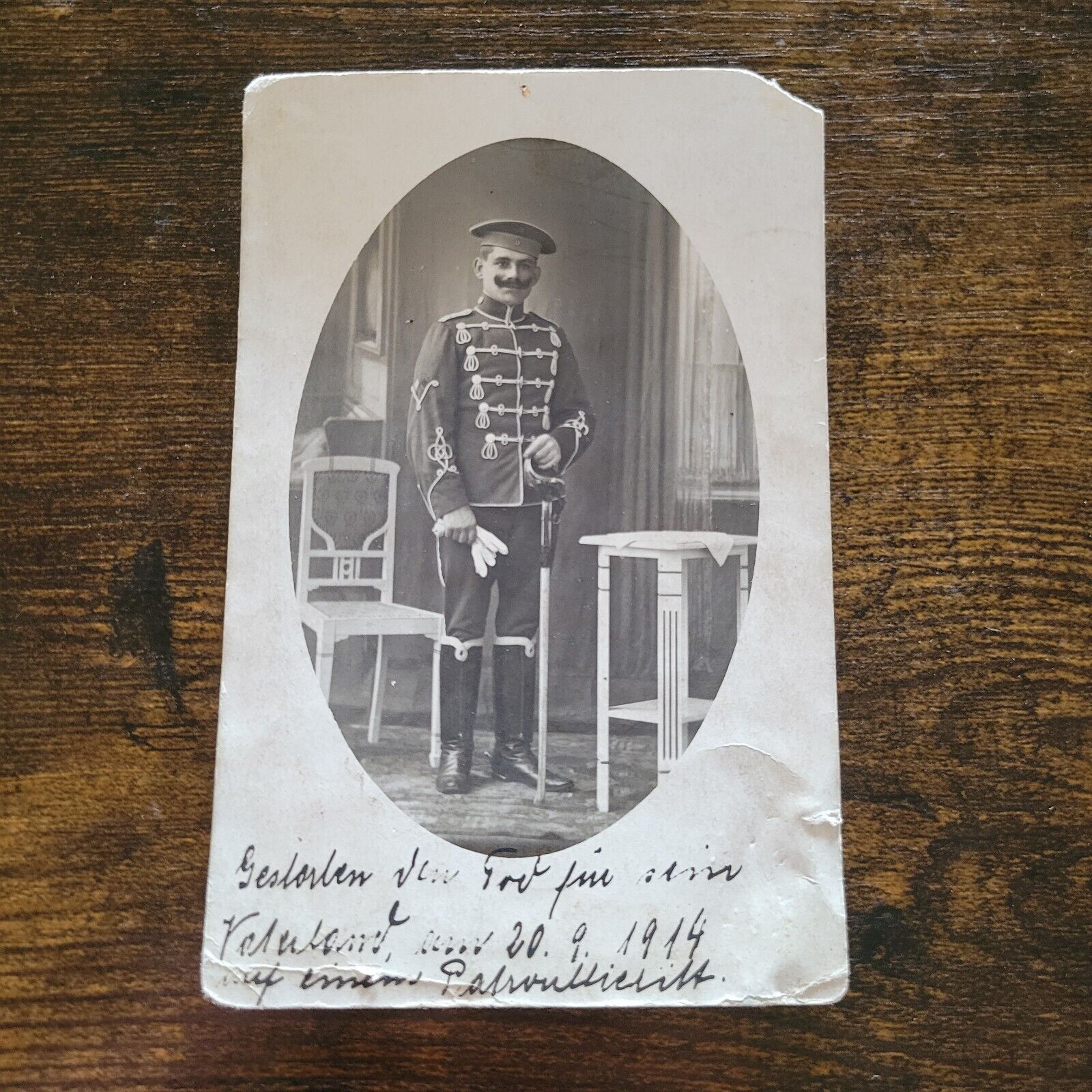 Antique RPPC Young German Officer WWI in Full Regalia Identified