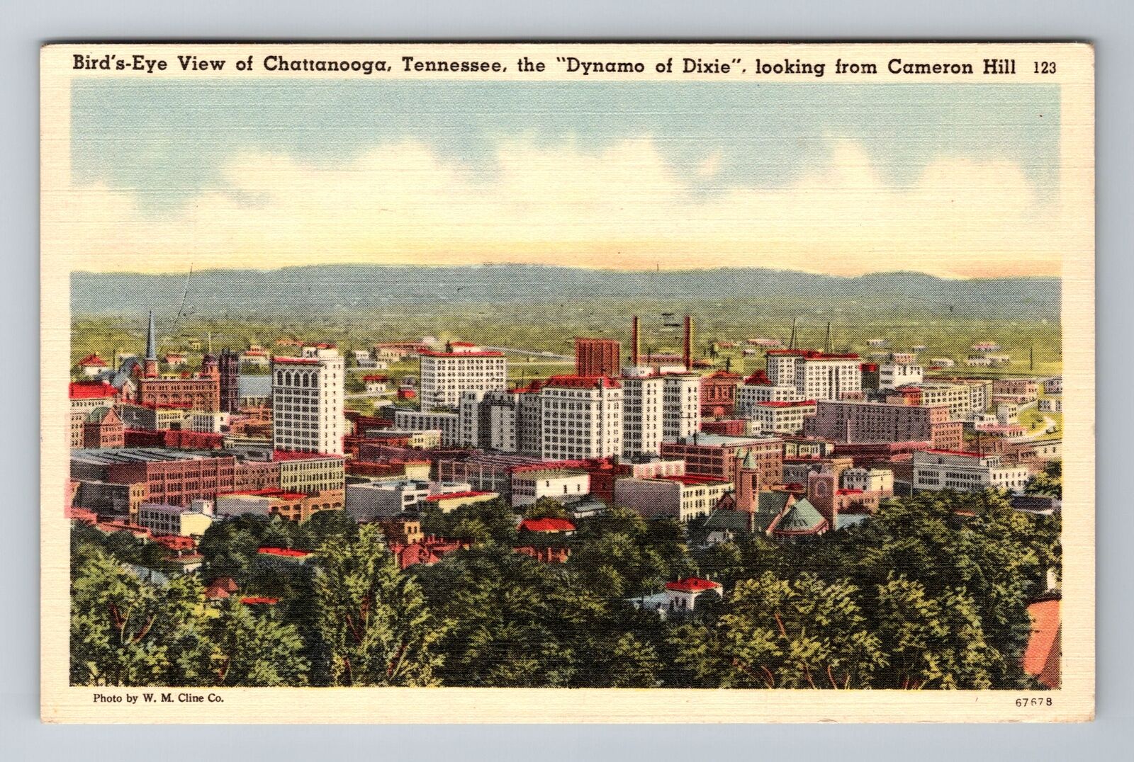 Chattanooga TN-Tennessee, Aerial of Town Area, Antique Souvenir Vintage Postcard