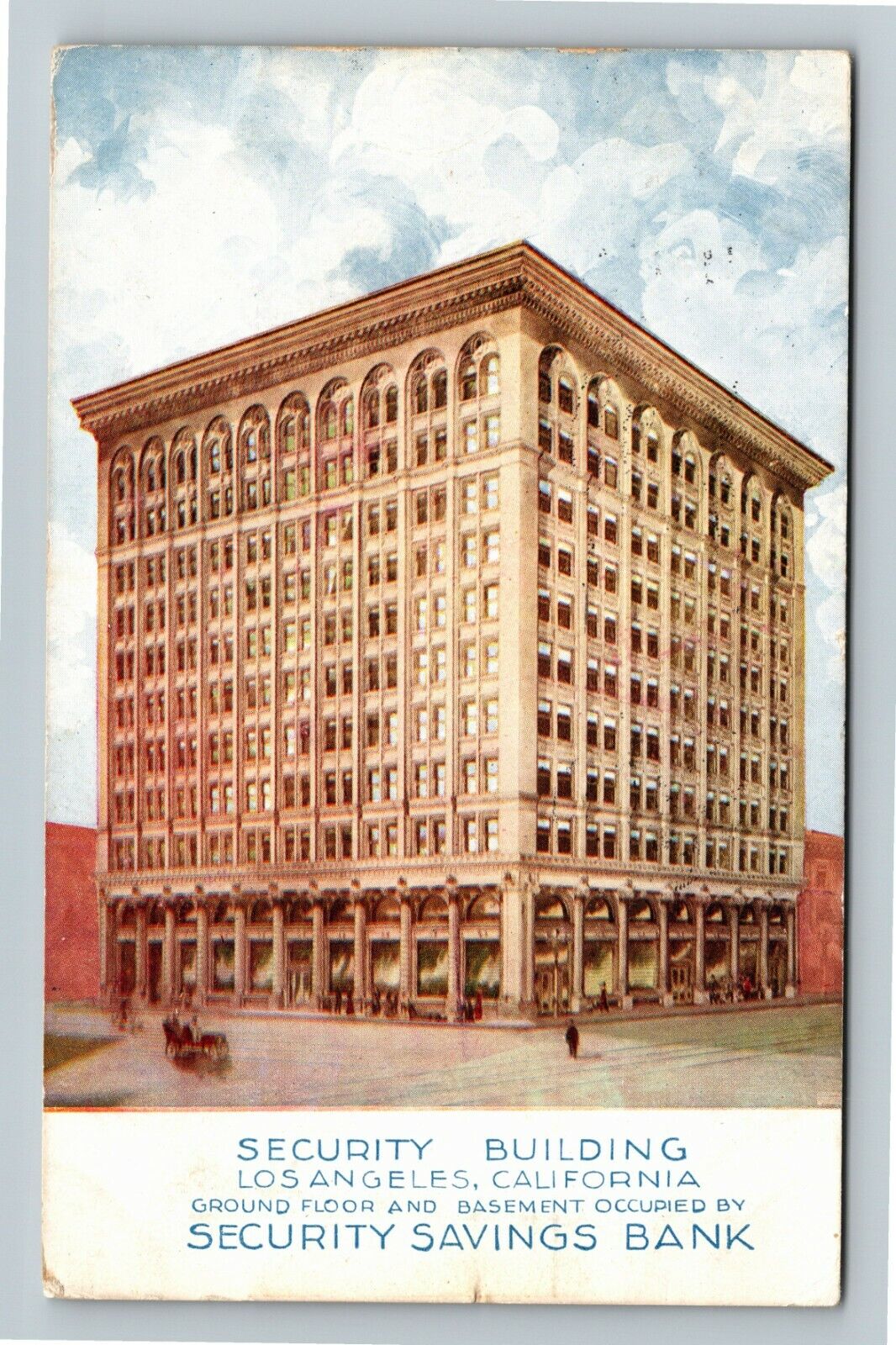 Los Angeles CA-California, Security Building, Exterior, Vintage Postcard