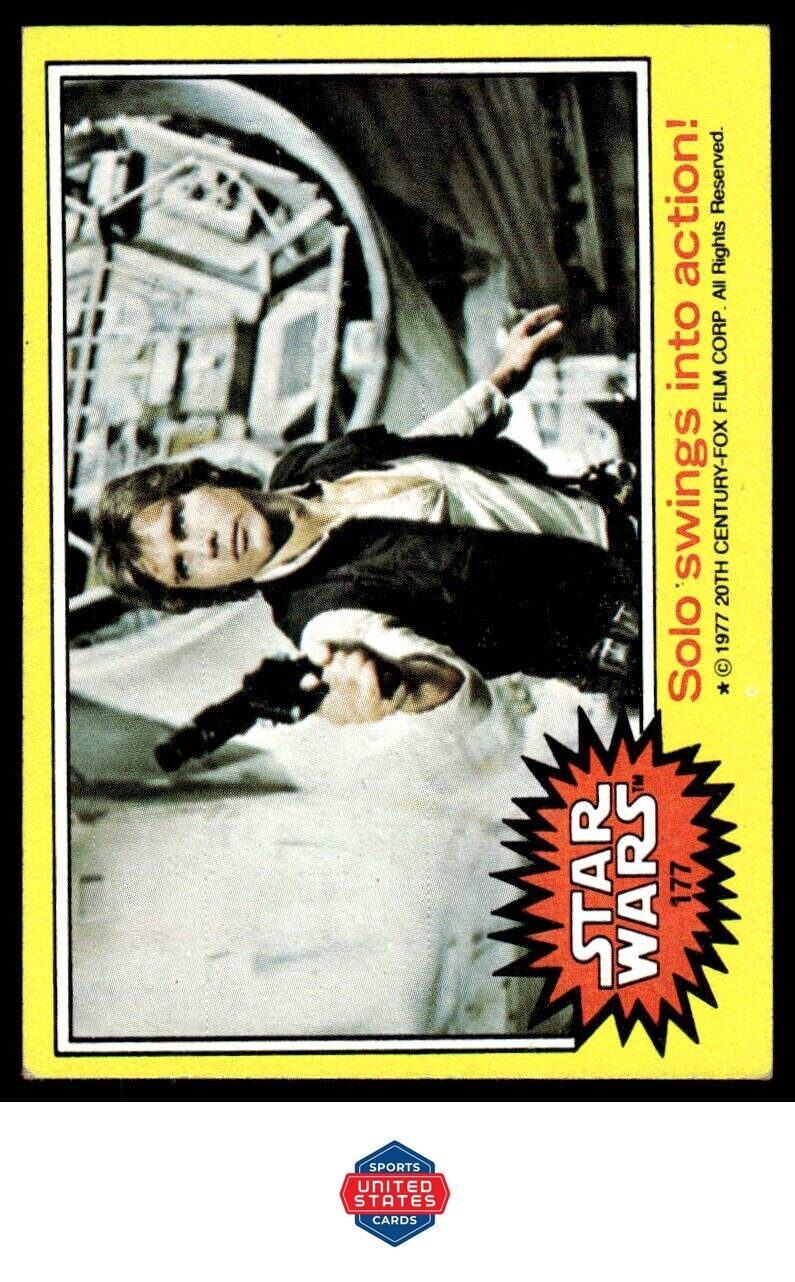 1977 Topps Star Wars #177a Solo swings into action