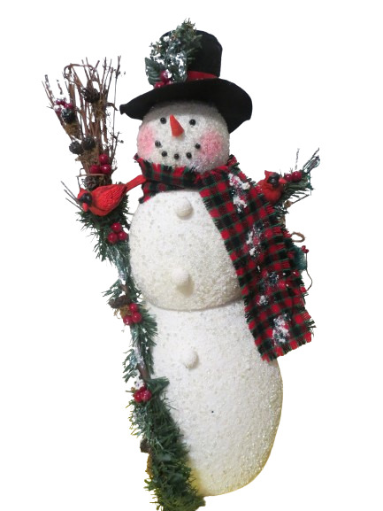 Vintage Beaded Snowman Figurine Black Hat Christmas Decor Large 19\