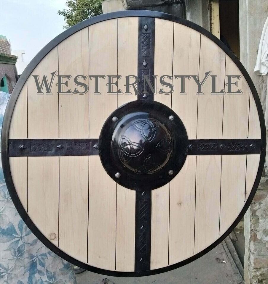 Wood & Metal MEDIEVAL Knight Shield Handcrafted Viking Shield Decorative Gift