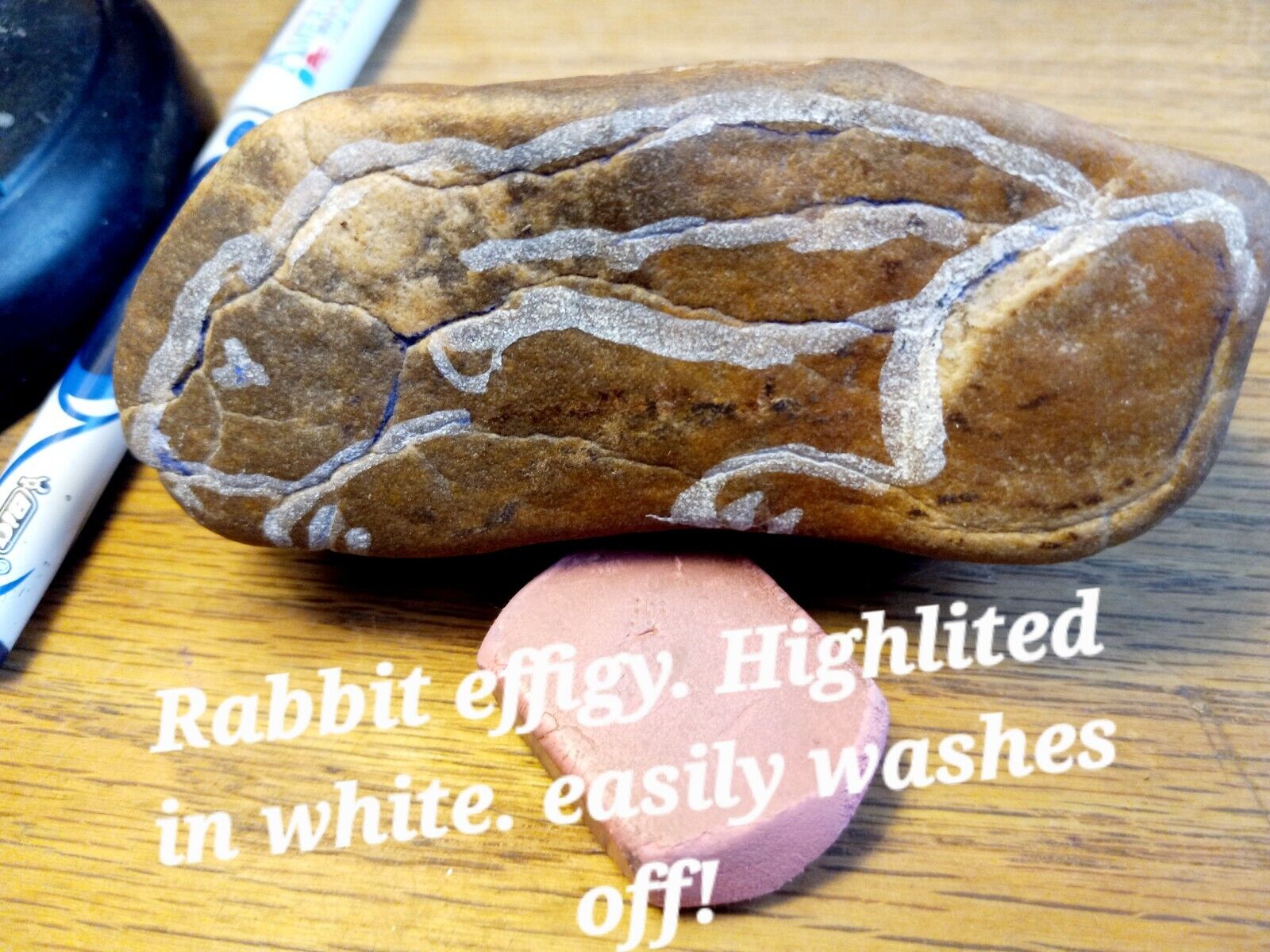 Rabit effigy Art Paleolithic old Collectable Native American Stone tool Artifact