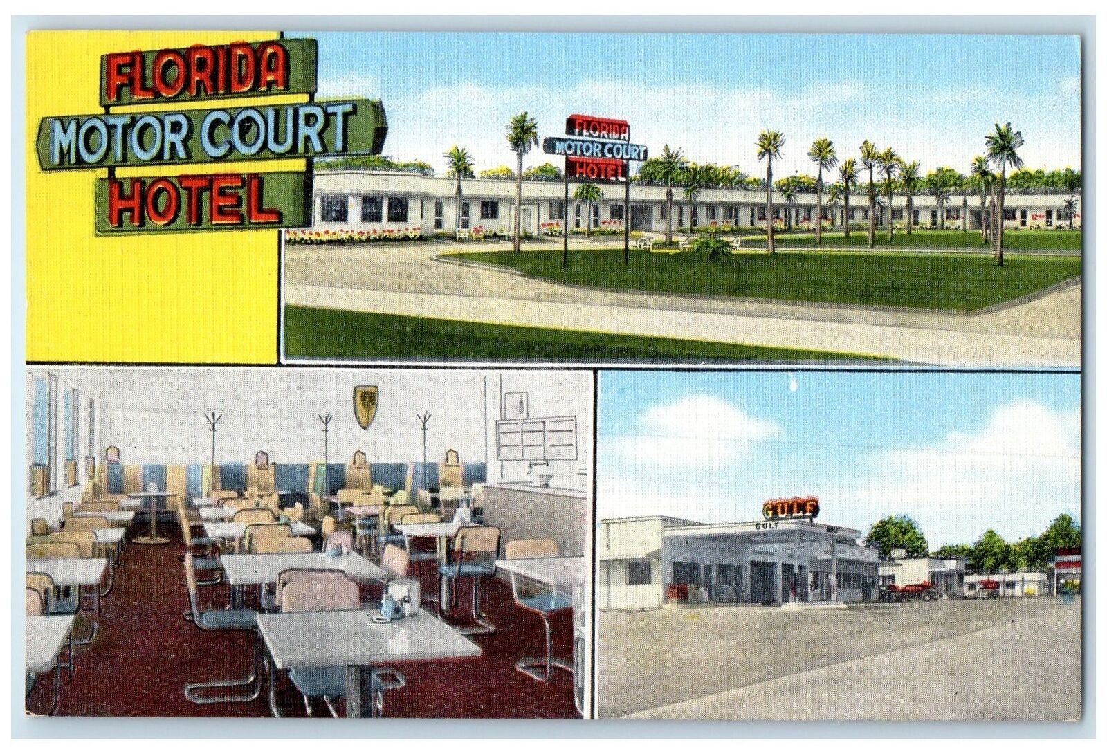 c1940\'s Florida Motor Court Hotel Exterior Tallahassee Florida FL Trees Postcard