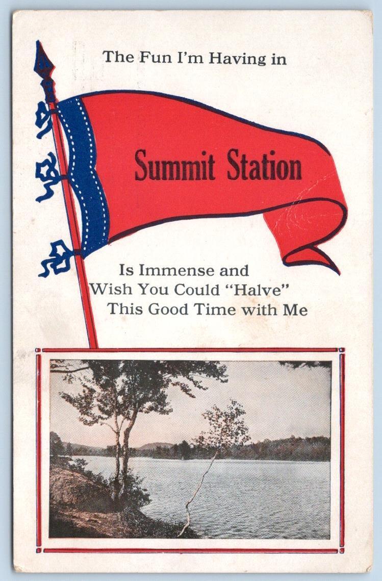 1910's SUMMIT STATION PENNSYLVANIA*PA*PENNANT POSTCARD*HAVING IMMENSE FUN