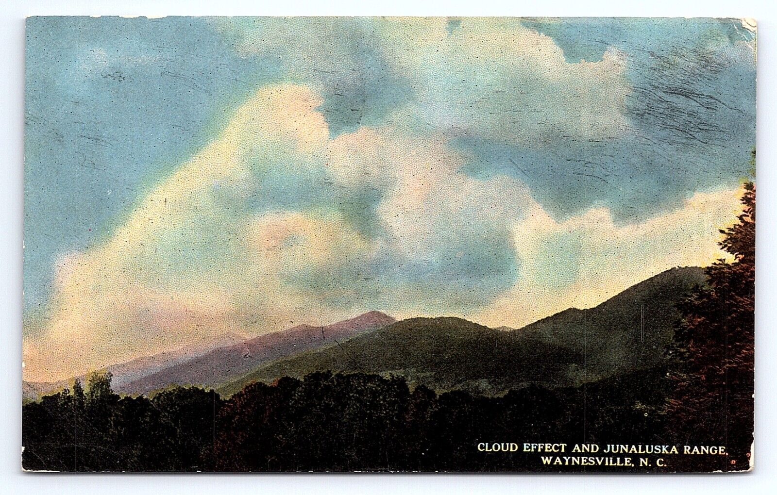 Postcard Cloud Effect Junaluska Range Waynesville North Carolina NC