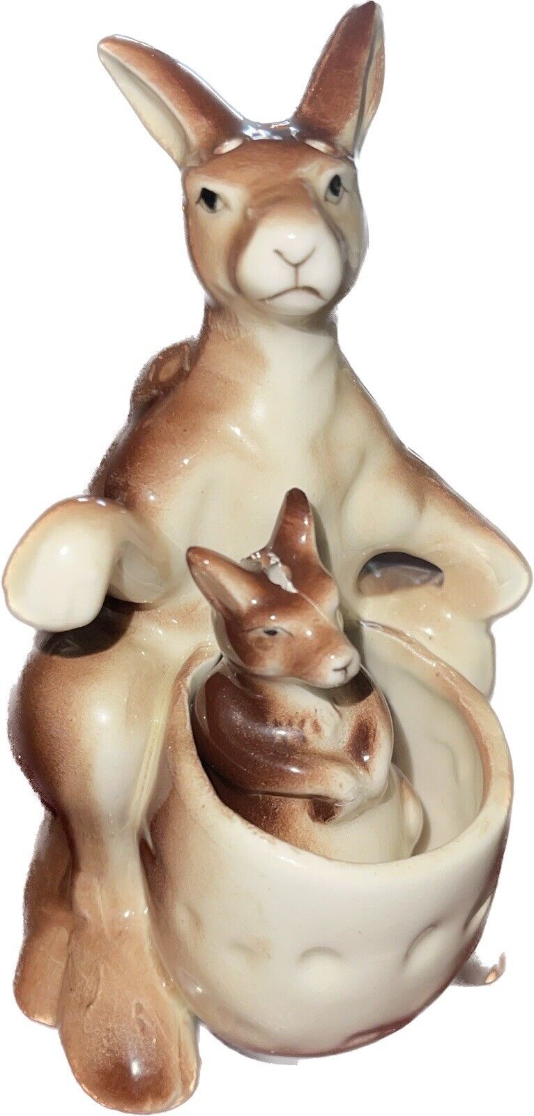 Vintage Kangaroo Joey Salt And Pepper Shakers Unmarked Ceramic Figural