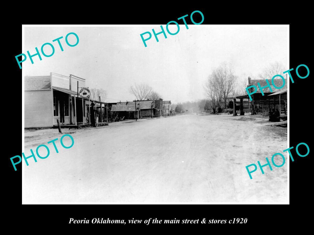 OLD LARGE HISTORIC PHOTO OF PEORIA OKLAHOMA THE MAIN STREET & STORES c1920