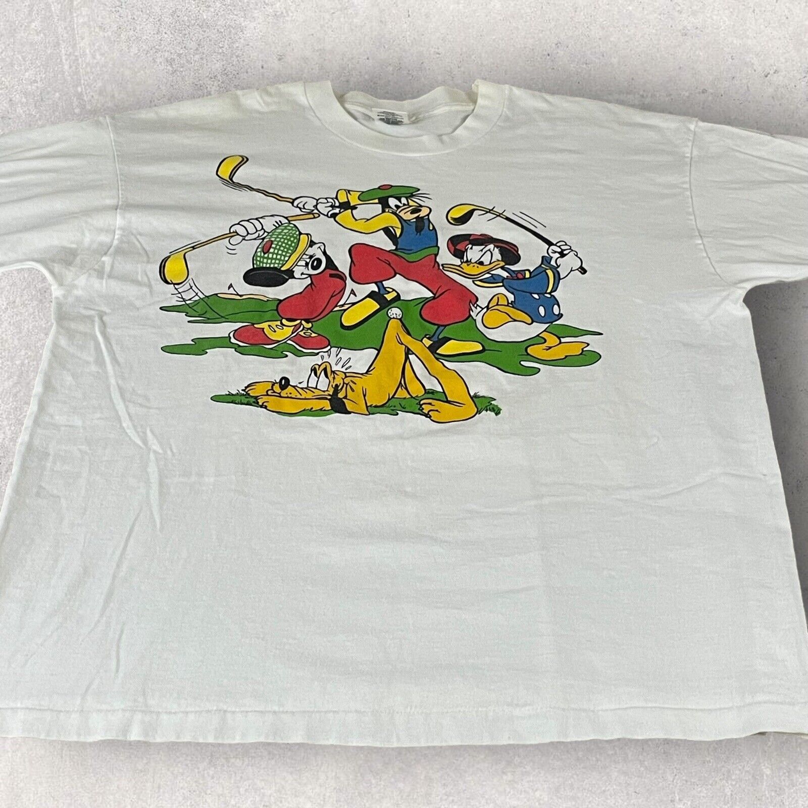 Vintage Disney Shirt One Size Golf Goofy Donald Duck USA Mickey Mouse F147