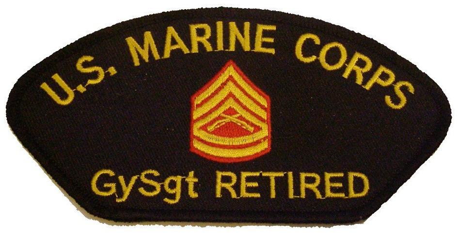 USMC MARINE CORPS GYSGT GUNNERY SERGEANT GUNNY E-7 RETIRED PATCH SEMPER FI
