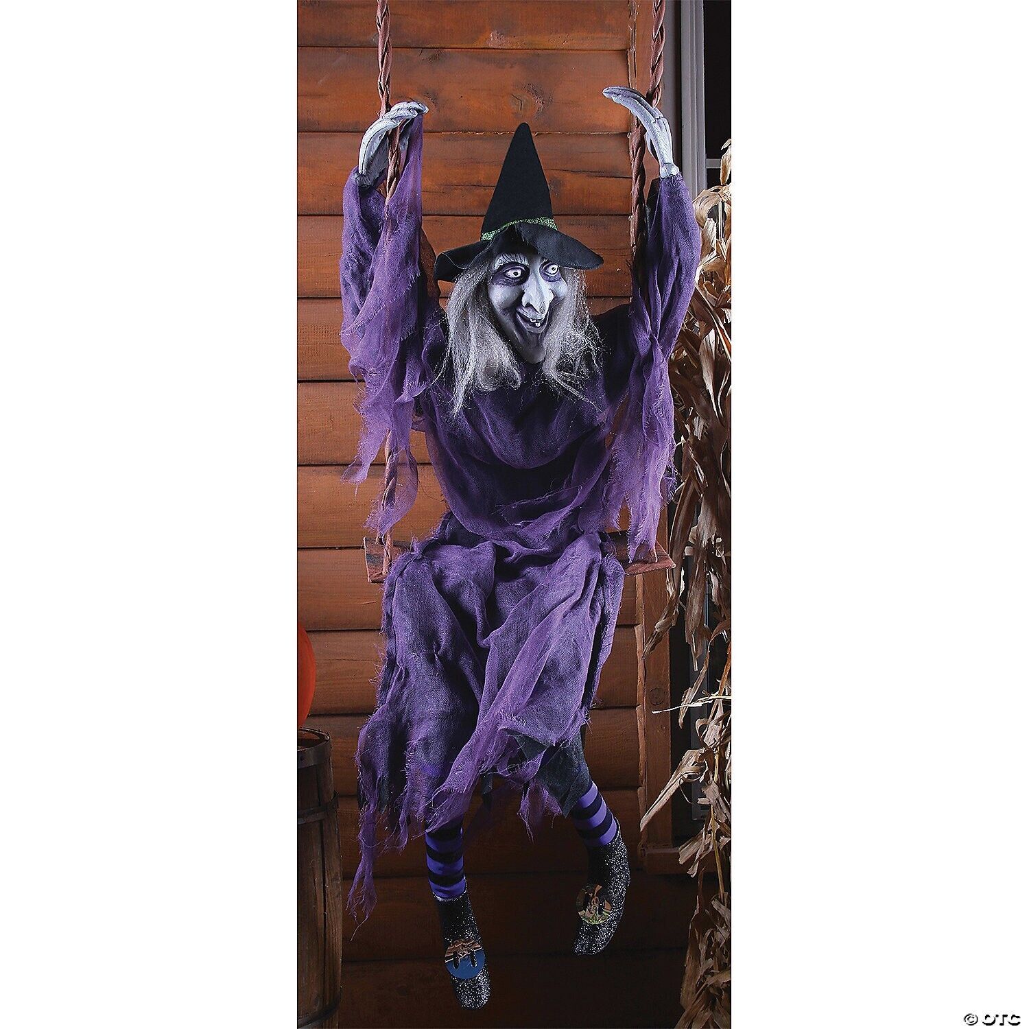 Witch Prop On Swing Halloween Decoration