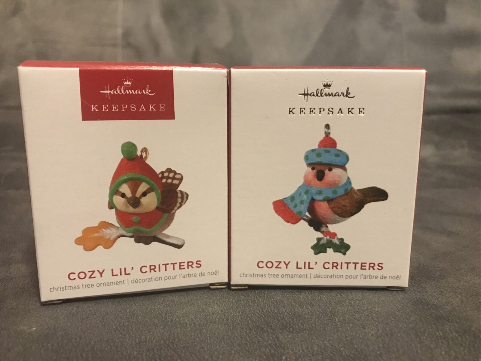 Hallmark Mini Cozy Lil’ Little Critter Bird Miniature Ornament 2023 2021 Lot 2