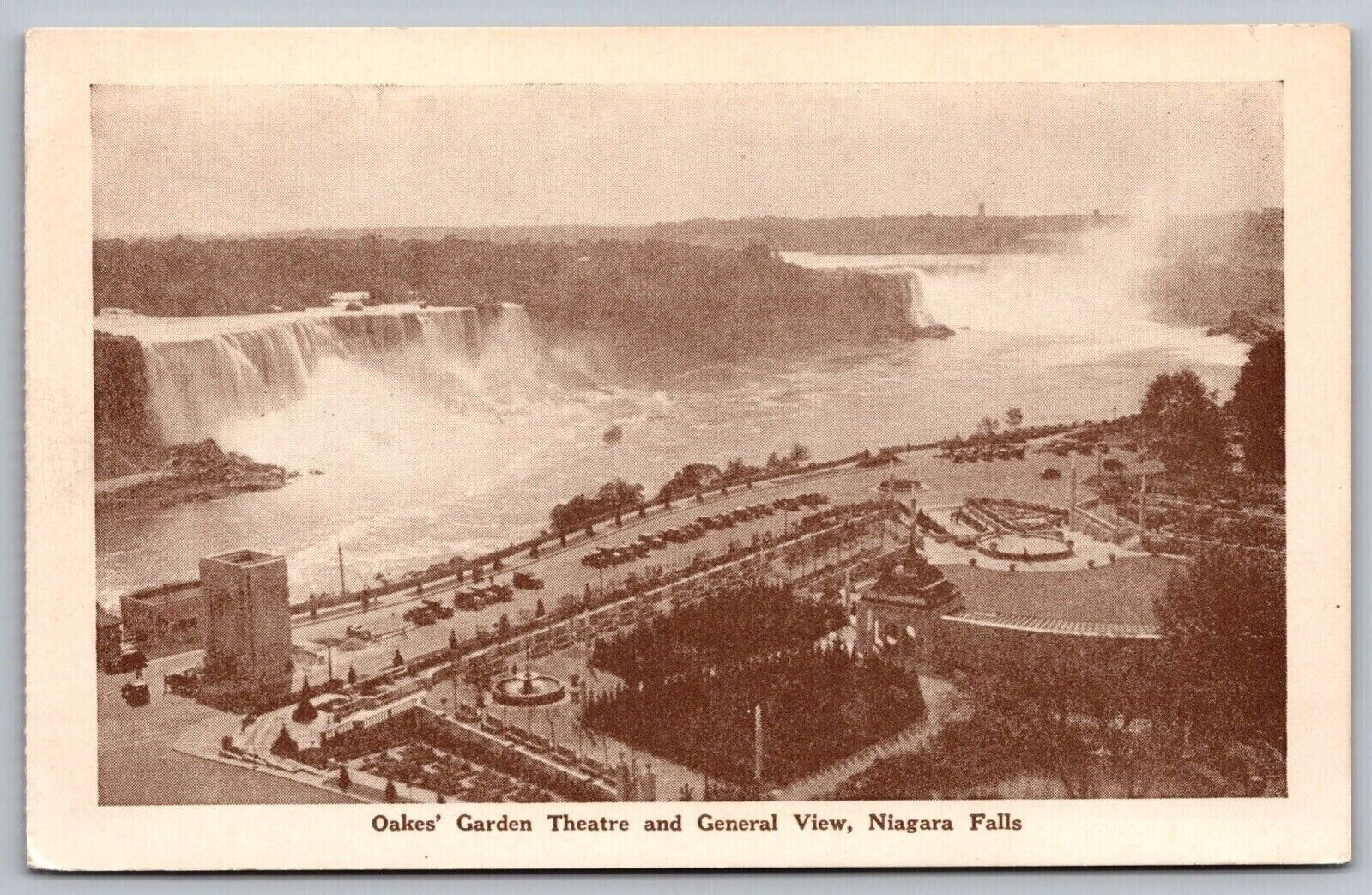 Niagara Falls Canada Oakes Garden Theatre General View Sepia BW Postcard