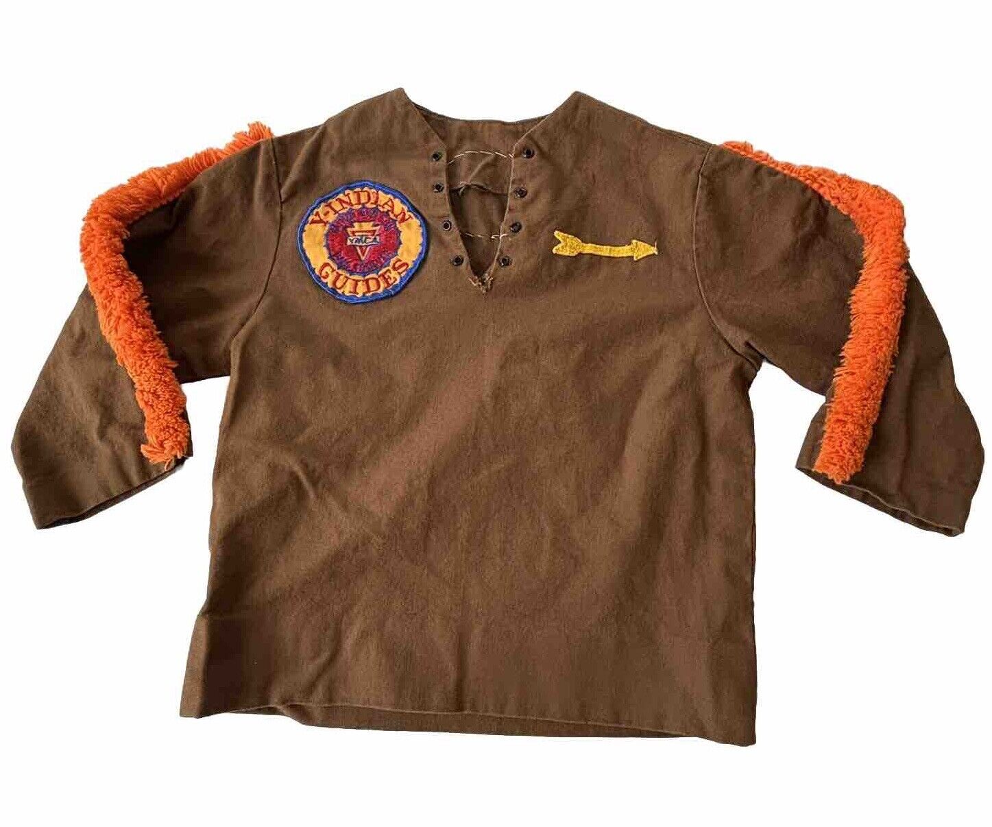 Vtg 1970s YMCA Indian Guides Shirt Youth Boys Size Approx 4 - 6x w Patches PICS