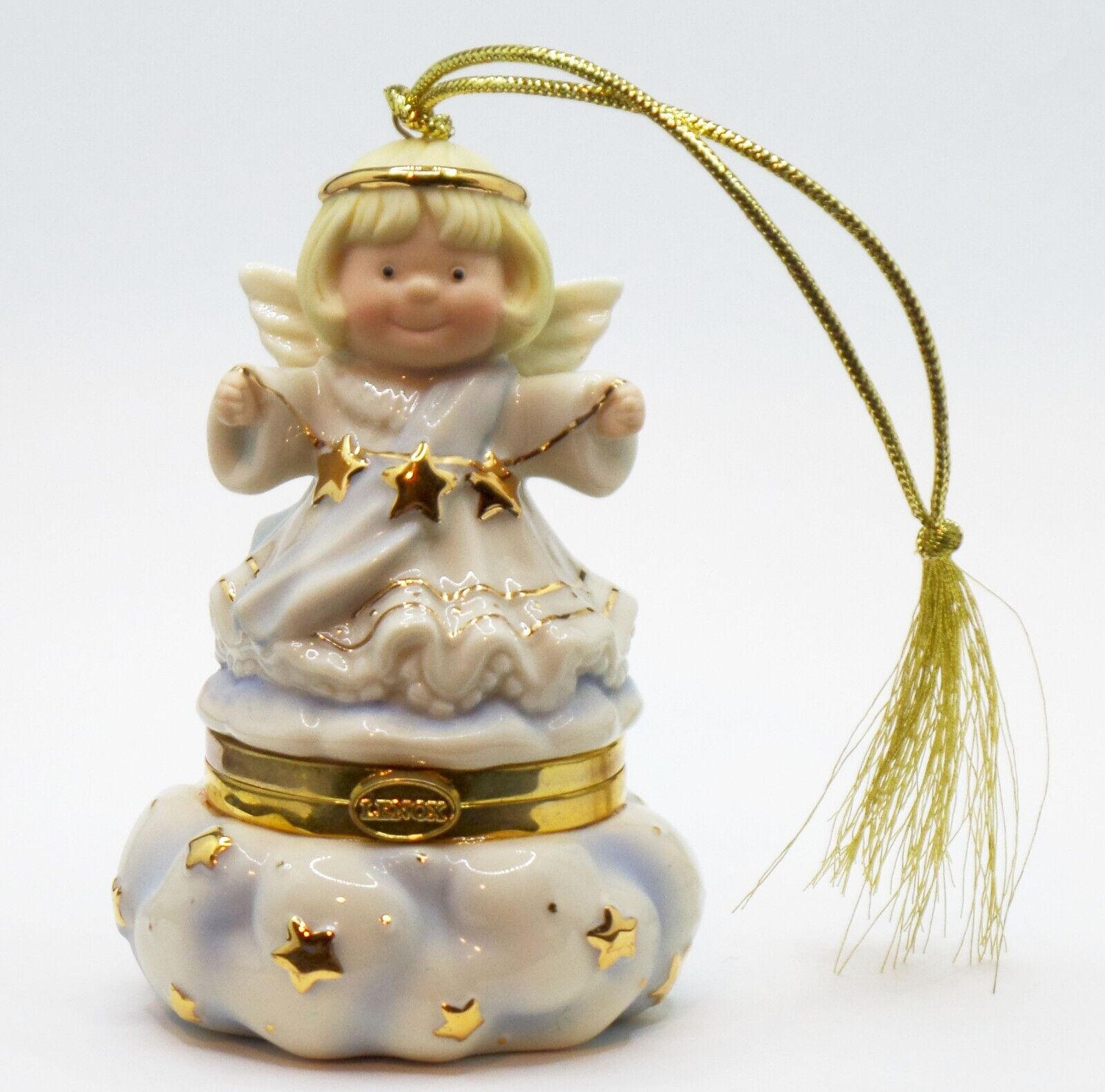 Lenox China Treasures Collection Angel Ornament Trinket Box White With Gold Trim