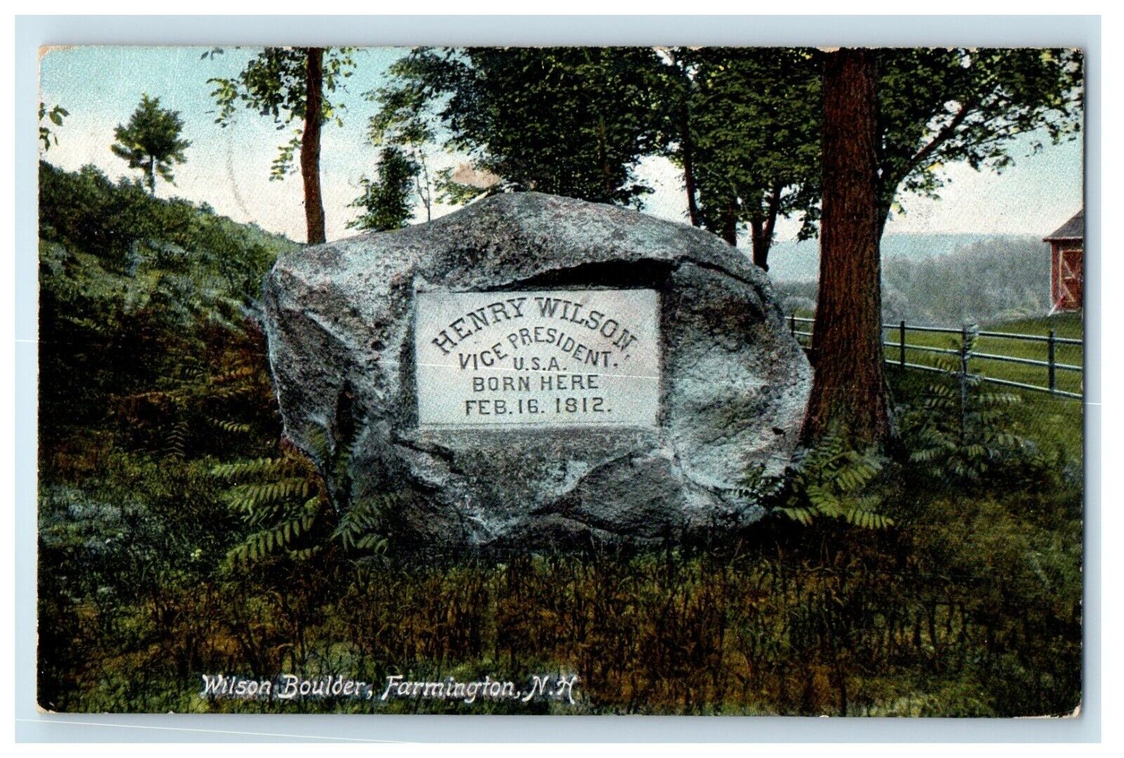 1906 Henry Wilson Vice Wilson Boulder Farmington New Hampshire Posted Postcard