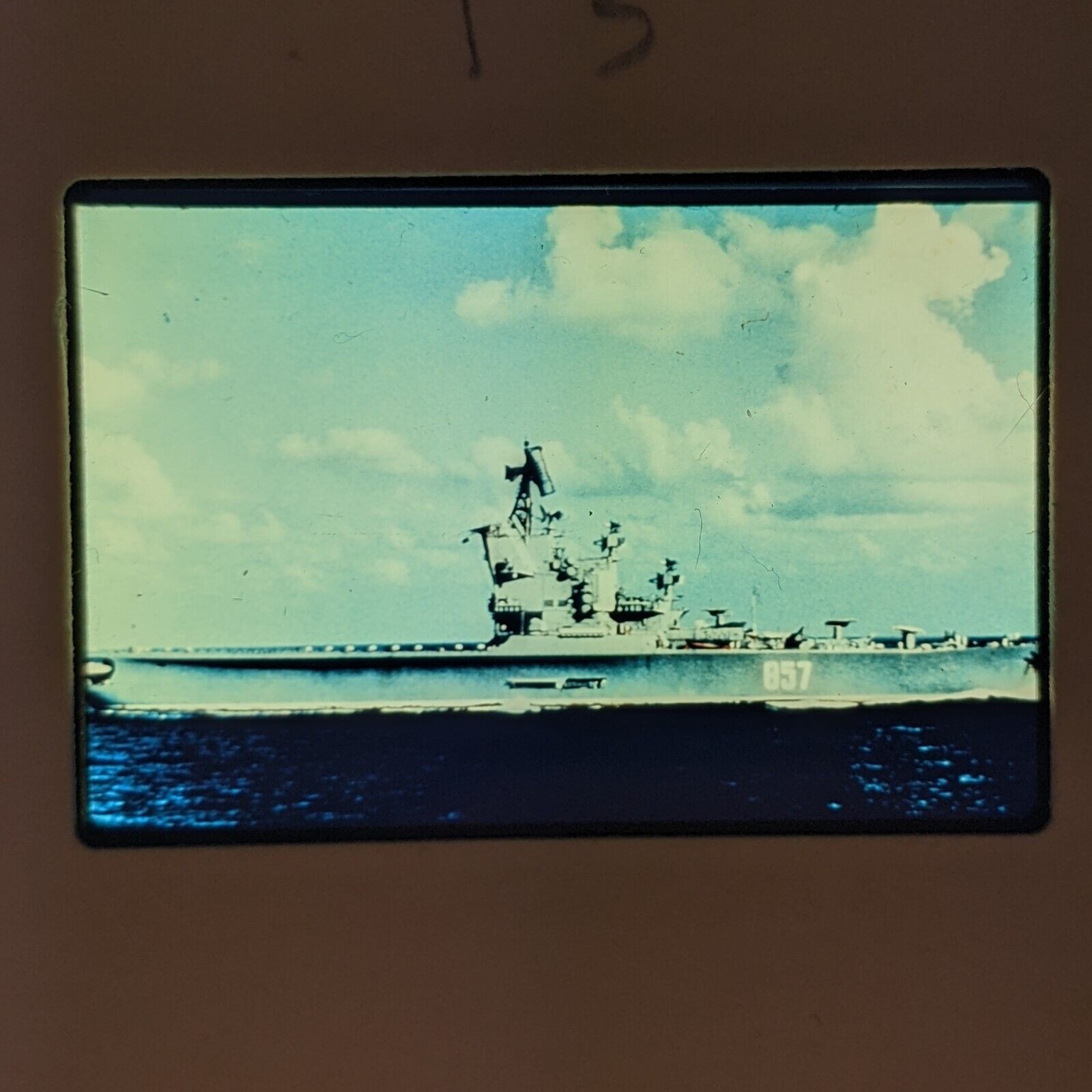 c1960s Soviet Moskva 35mm NATO Spy Photo Slide Navy Battleship #857 Ship D2