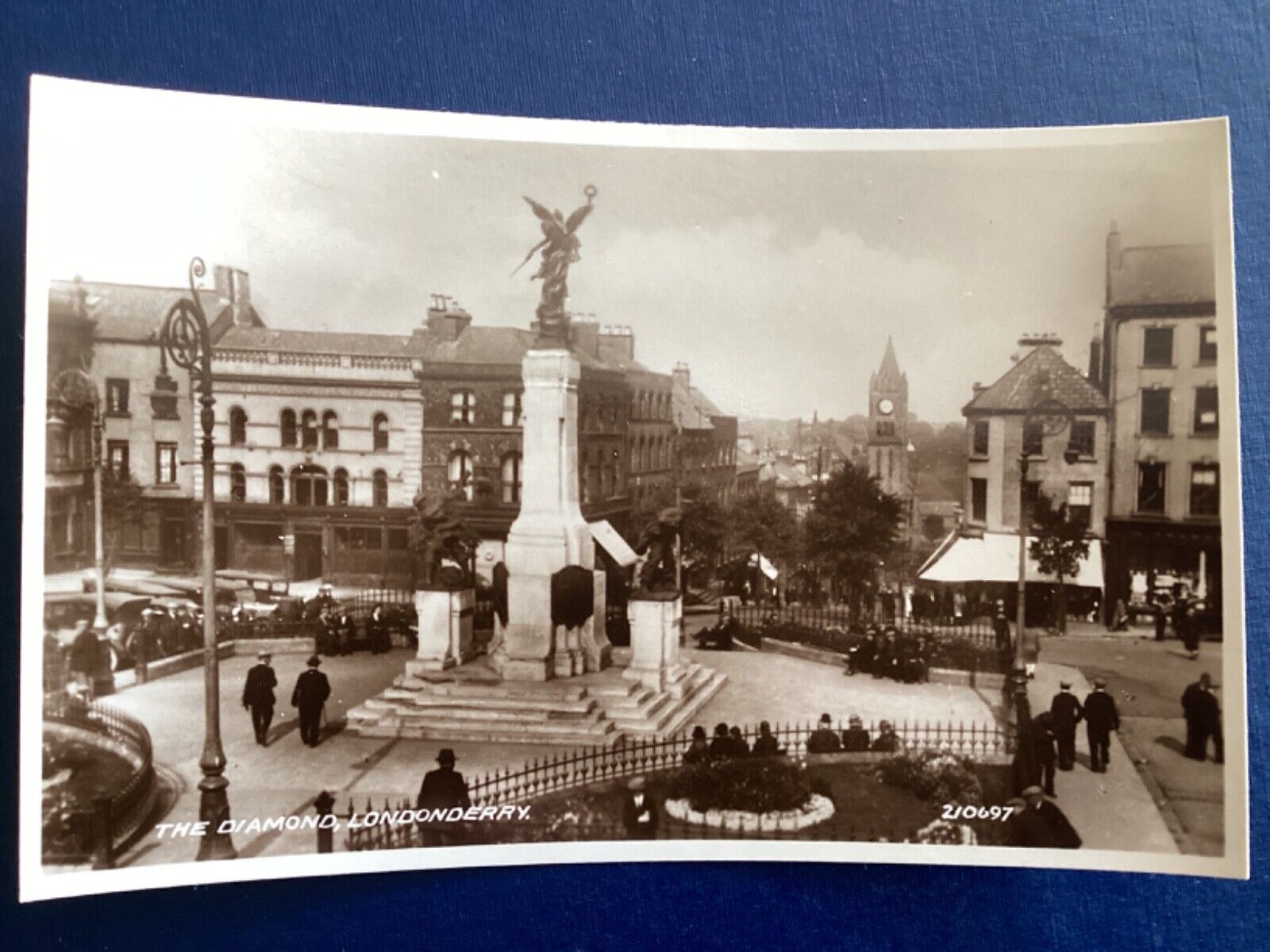 Postcard RPPC The Diamond Londonderry Street view WWII D40