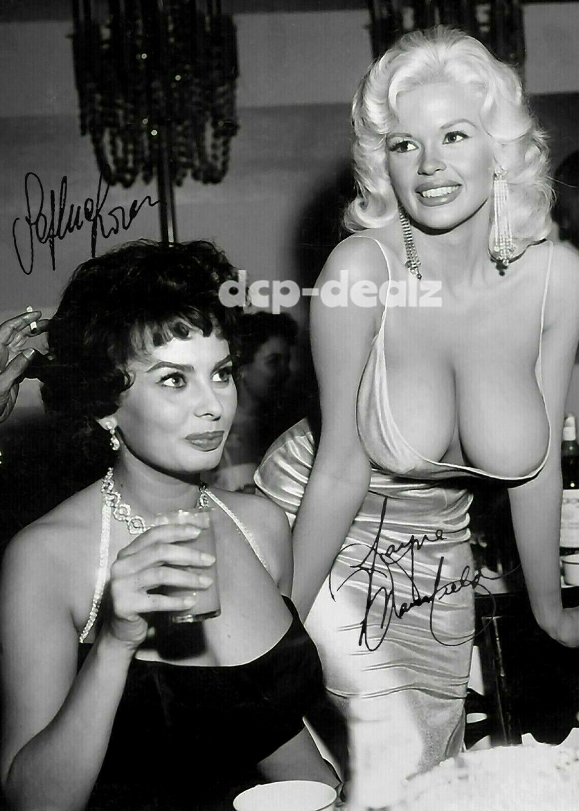 Jayne Mansfield & Sophia Loren Signed Photo, Fridge Magnet, or Glossy Decal V162