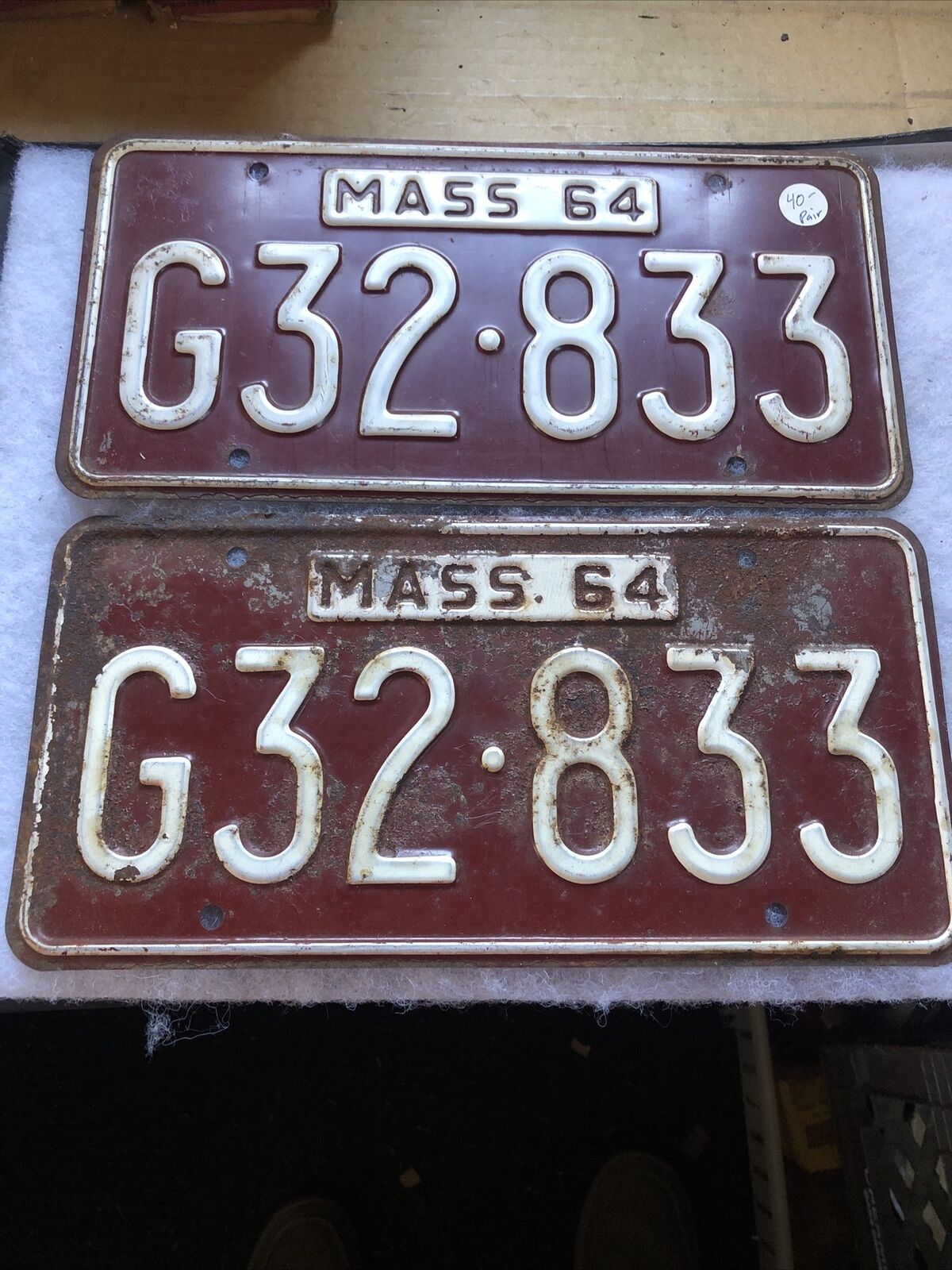 1964 Massachusetts License Plates G32-833 Pair 