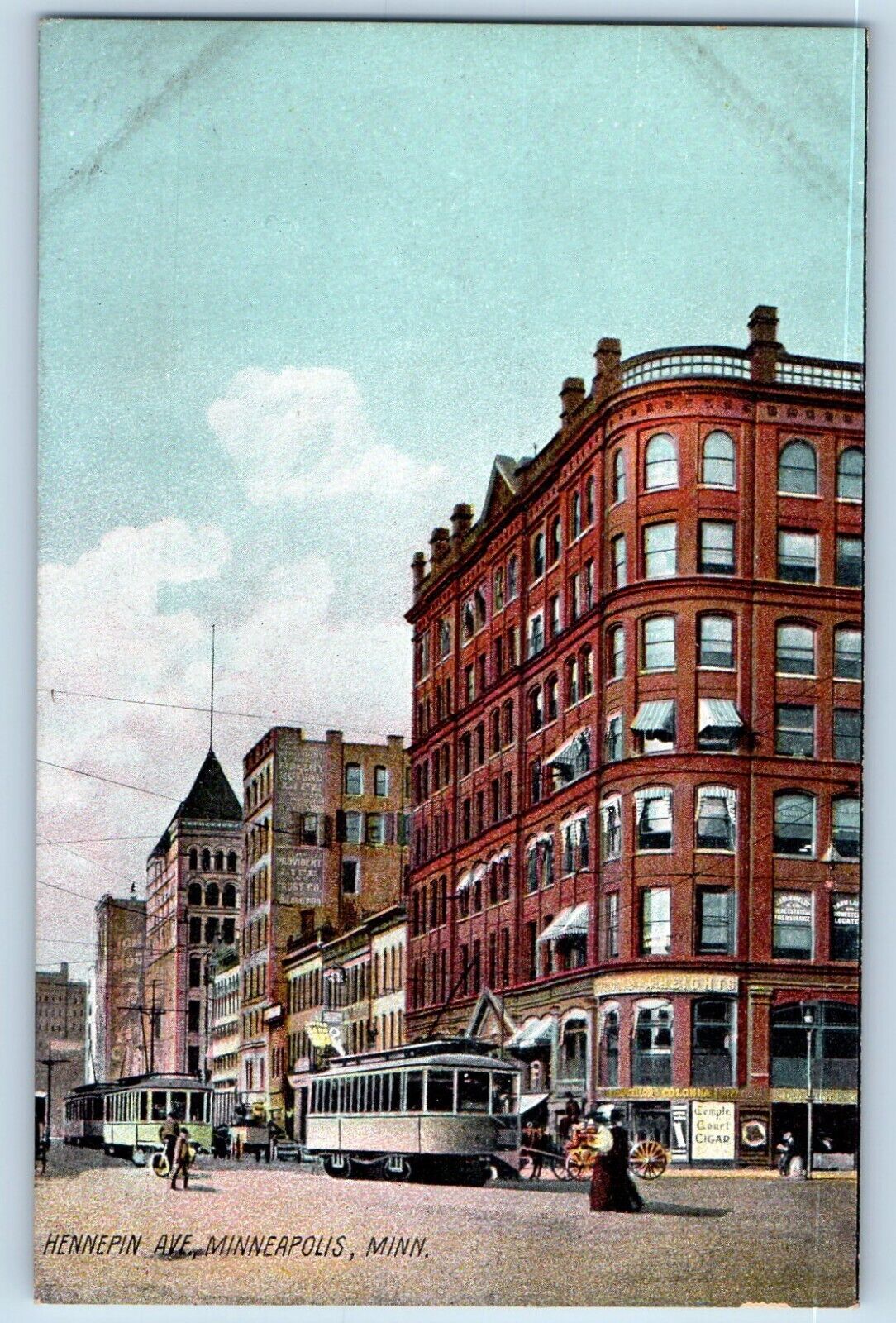 Minneapolis Minnesota MN Postcard Hennepin Ave Streetcars Buildings 1905 Antique